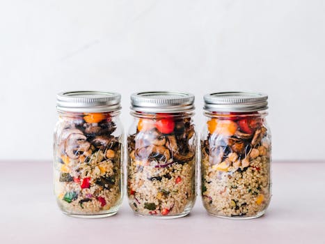 Meal prep containers filled with food